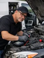 Focused automotive technician...